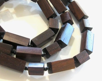 Handmade Rosewood Bead Necklace - Mid-century Mod Necklace - Rare Wood - Handmade Jewelry - Vintage Treasure - One of a Kind Necklace