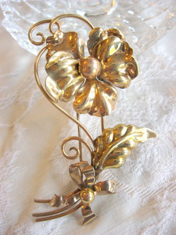 Elegant High End Retro 1940's Pansy Flower Brooch