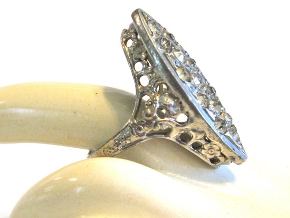 Antique Art Deco Marquise / Navette Boat Ring  - … - image 3