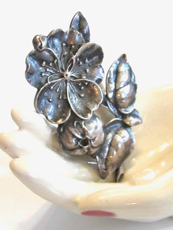 Apple Blossom Pin, Spring Brooch, Vintage, Antiqu… - image 4