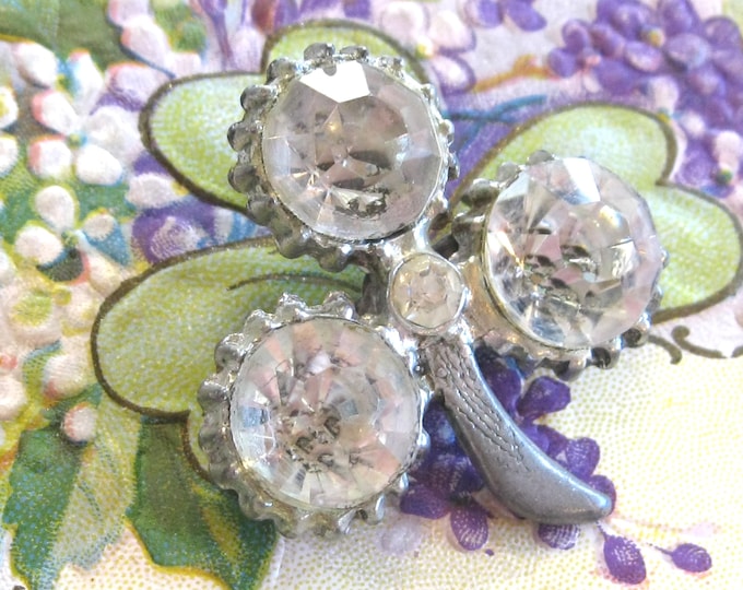 Featured listing image: Vintage Rhinestone Shamrock Pin, Kitsch St. Patrick's Day Brooch