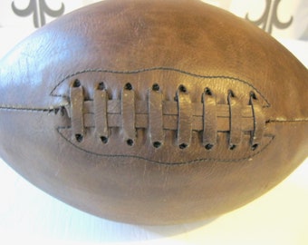 Antique 1920's Leather Football with 8 Flat Laces and Original Finish - Hand Stitched & Holds Air Well - Great Collectors Display or Gift