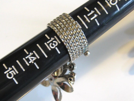 Unique Vintage Swingy Dangle Ring - Pink Rhinesto… - image 10