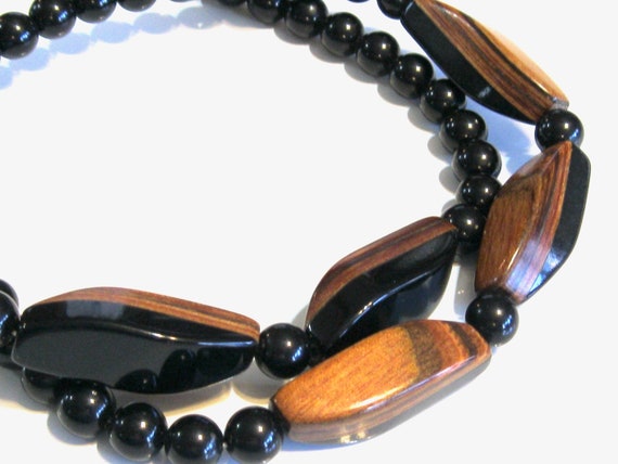 Mod Sleek Mid Century Black Lucite Bakelite & Wood