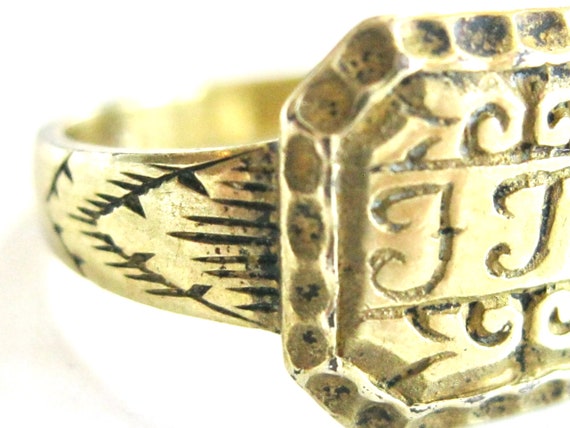 Rare Old 14th Century 18k Solid Yellow Gold Mens … - image 5