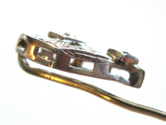 Art Deco 14k White Gold Diamond Stick Pin, French… - image 10