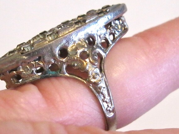 Antique Art Deco Marquise / Navette Boat Ring  - … - image 6