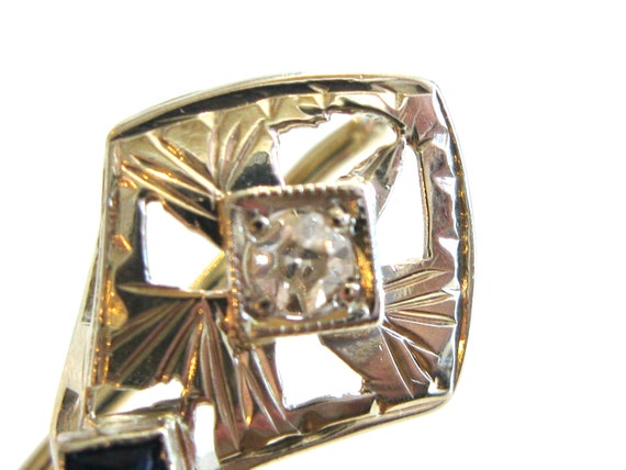 Art Deco 14k White Gold Diamond Stick Pin, French… - image 6
