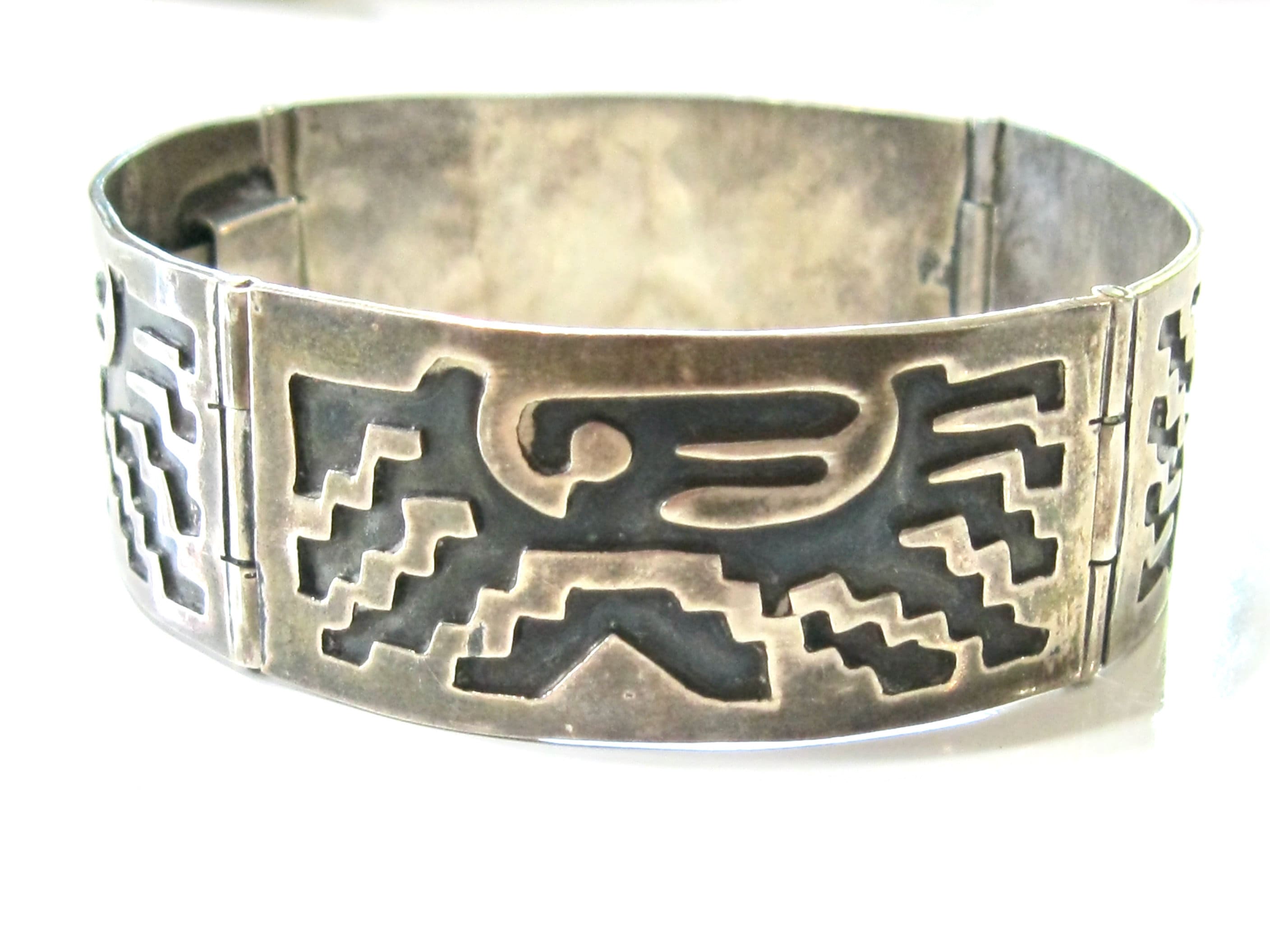 Mexican 925 Sterling Silver Vintage Tribal Thunderbird Panel
