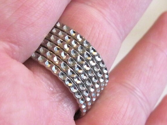 Unique Vintage Swingy Dangle Ring - Pink Rhinesto… - image 9