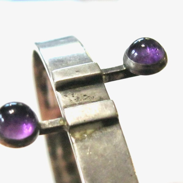 Vintage 916 Silver Amethyst Bangle – Finnish Modernist, 1959