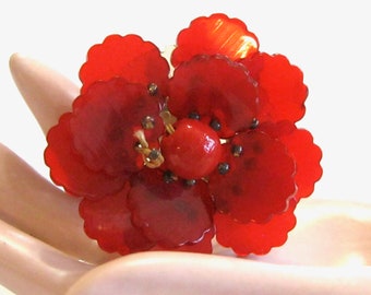 Broche de amapola de baquelita roja, pin de amapola roja, joyería de amapola vintage, broche de 1920, pin de amapola Art Deco, pin del día conmemorativo, broche de flor vintage