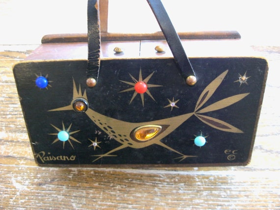 Rare Form Early Enid Collins Wooden Box Bag Purse W Sliding Top Double Panels Paisano W Road Runner Mid Century Design Unique Closure Etsy UK
