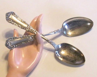 Elegant Mid 1800's Antique William Rogers & Co Spoon Set Pair Lot -  Marked Eagle WM  Star and the Number 2 - Circa 1841-1855 - Old Historic