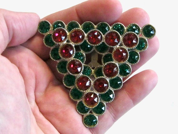Dazzling Ruby Red & Emerald Green Rhinestone Over… - image 7