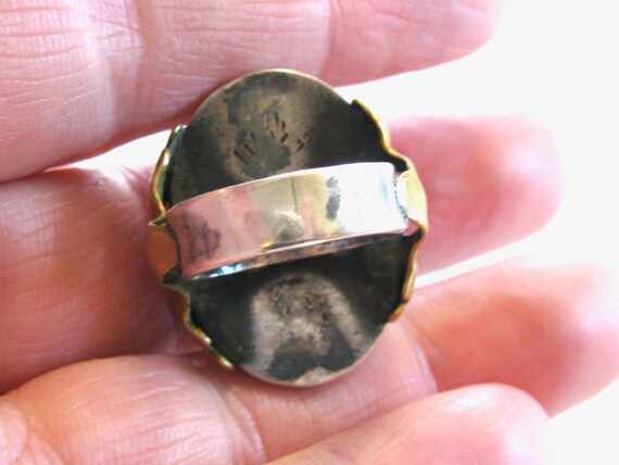 Vintage Art Nouveau Agate Ring, Sterling Silver B… - image 10