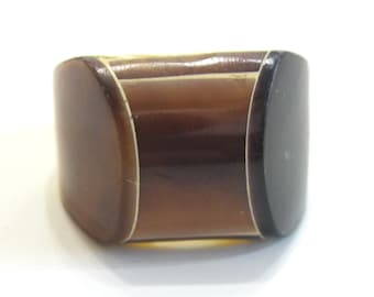 Vintage Hand Crafted Horn Ring - Unisex Boho Statement, Size 5