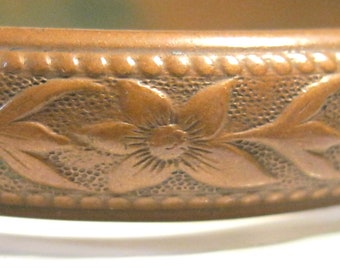 Vintage Whiting & Davis Copper Bangle Bracelet – Edelweiss Floral Clamper