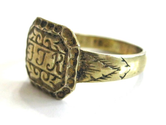 Rare Old 14th Century 18k Solid Yellow Gold Mens … - image 7