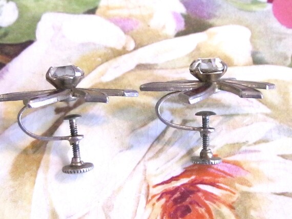Vintage Enameled Pin Wheel Earrings - Screw On Ba… - image 8