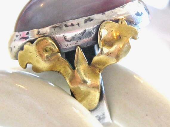 Vintage Art Nouveau Agate Ring, Sterling Silver B… - image 8