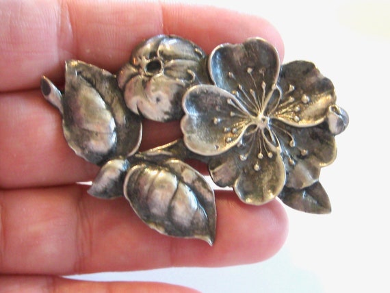 Apple Blossom Pin, Spring Brooch, Vintage, Antiqu… - image 10