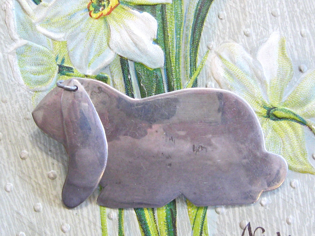 Silver Rabbit Pin Vintage Sterling Silver Bunny Brooch – Handmade Moving Ear Rabbit Pin ...