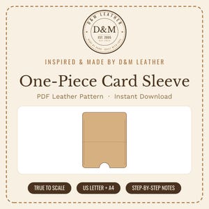 Patrón PDF de funda para tarjetas de cuero de una pieza, plantilla de cartera fácil para principiantes, tarjetero con muesca para el pulgar, inspirado y fabricado por D&M Leather.