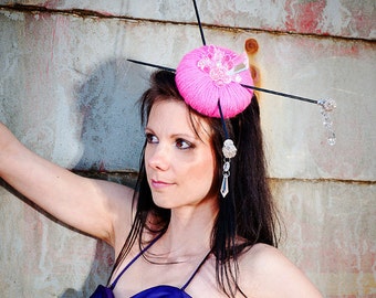 Crystal Pink - Fascinator Headwear Headpiece