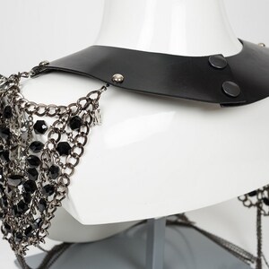 Esclave Leather and Glass Beaded Chain Collar image 4