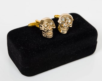 Gold Skull Swarovski Cufflinks