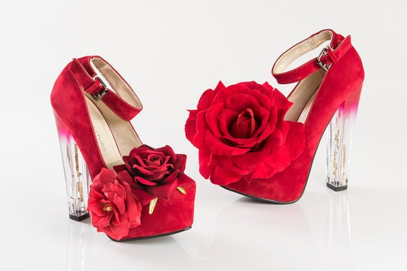 heels with roses on the back