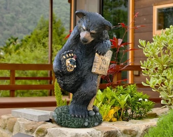 Bear Garden Statue "Wipe Your Paws", Bear, Animal Statue, Bear Statue, Garden Statue, Outdoor Statue, Garden Decoration, Gift For Bear Lover