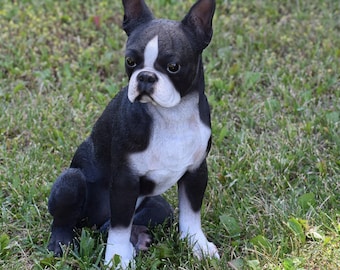 Dog Boston Terrier Statue, Boston Terrier, Animal Statue, Dog Statue, Garden Statue, Outdoor Statue, Garden Decoration, Gift For Dog Lovers