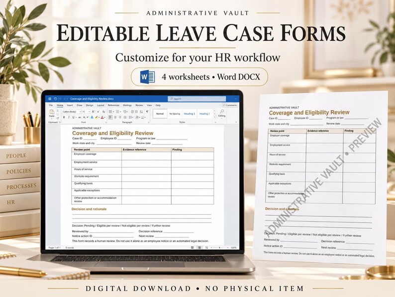 Leave Status Form FMLA Leave Tracker Excel Template | Employee Absence Management ...