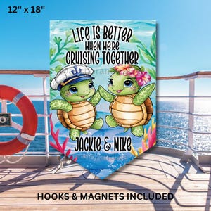Cruise Door Banner, Personalized Cruise Door Banner, Cruise Door Magnet, 12x18 Cruise Door Banner, Couples Cruise, Sea Turtles