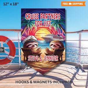 Cruise Door Magnet, Cruise Flag, Cruise Door Decoration, Cruise Door Sign, Cruise Door Flag, Cruise Sign, Cruise Partners For Life, Sloths
