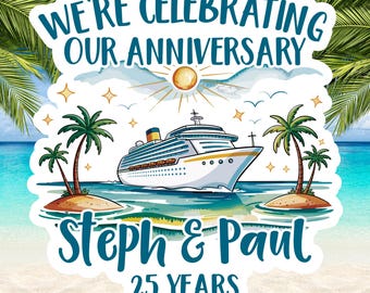 Cruise Magnet, Personalized Anniversary Cruise Magnet, Couples Cruise Door Decor, Custom Stateroom Magnet, Cruise Gift for Her Him