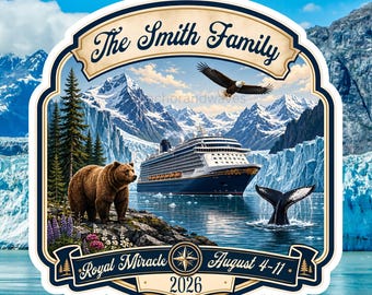 Alaska Cruise Magnet, Personalized Alaska Cruise Door Magnet, Custom Family Cruise Magnet, Alaska Glacier Stateroom Door Decor