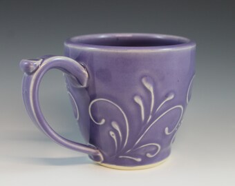 Handmade Ceramic Mug, purple, pottery, unique gift, present, Birthday, Christmas IN STOCK, ready to ship