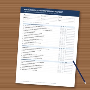 Reefer Pretrip Inspection Checklist, Fillable Pdf, Trailer Refrigeration Unit Form, Compatible with Thermo King SL Series, A4 + Letter