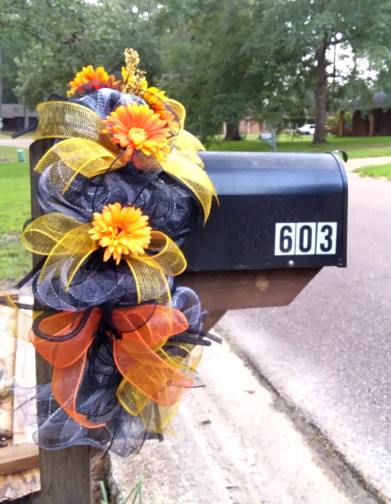 Fall Mailbox Swag Mailbox Swag Buffalo Plaid Decor Mesh Etsy