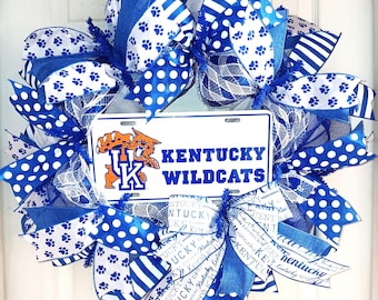 Kentucky Wildcats wreath, Kentucky Wildcats gift, collegiate gift, football fan gift