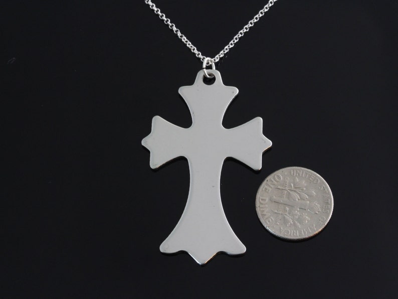 cross necklace Men cross necklace Large stainless steel cross pendant on sterling silver chain necklace large cross necklace
