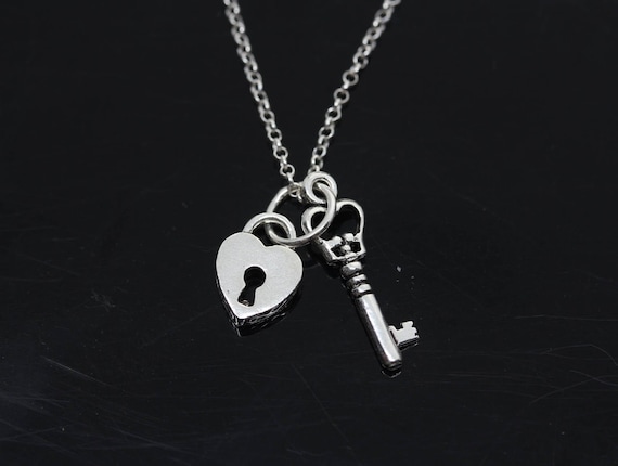 Sterling Silver Key and Lock Necklace for Couples
