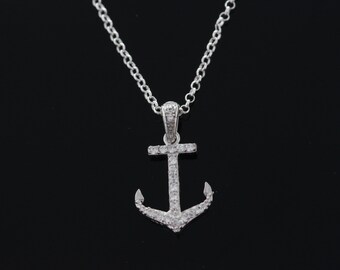Plata de ley 925 ancla collar, joyería de plata ancla, ancla de cadena plata esterlina rollo de choiceAnchor colgante encanto 205