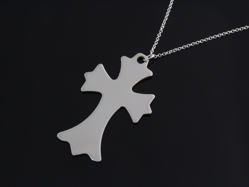 cross necklace Men cross necklace Large stainless steel cross pendant on sterling silver chain necklace large cross necklace