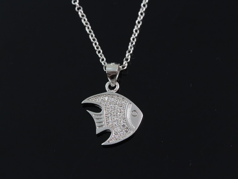 925 Sterling silver fish Necklace Silver fish necklace sterling fish pendant necklace sterling silver fish jewelry CHCZ 7180