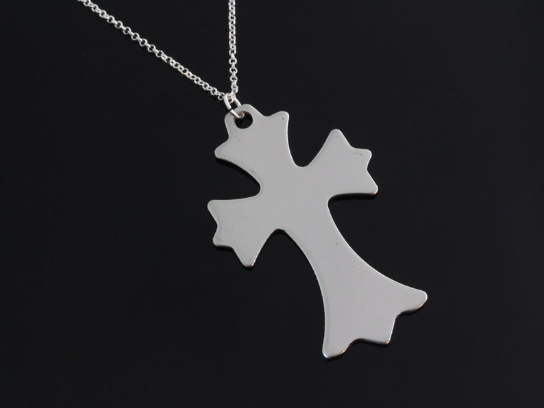 cross necklace Men cross necklace Large stainless steel cross pendant on sterling silver chain necklace large cross necklace