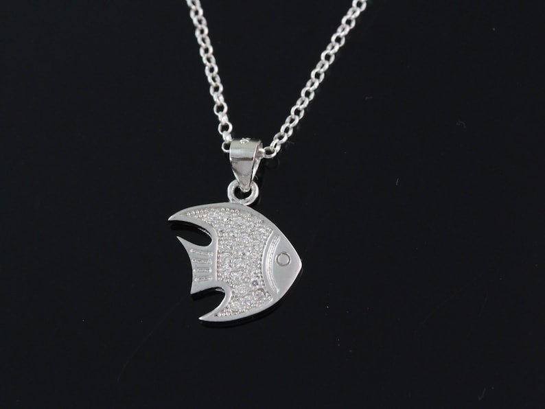 925 Sterling silver fish Necklace Silver fish necklace sterling fish pendant necklace sterling silver fish jewelry CHCZ 7180